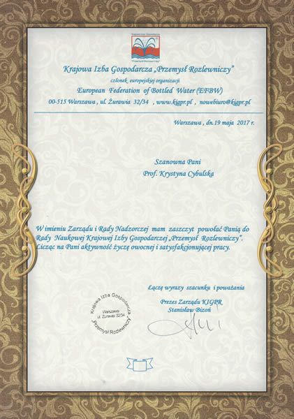 Zdjęcie przedstawiające nominację prof. Krystyny Cybulskiej 