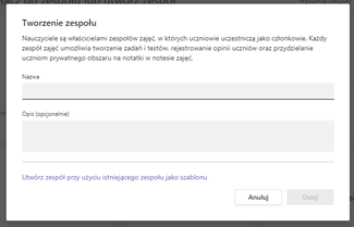 Ręczne tworzenie grup w MS Teams